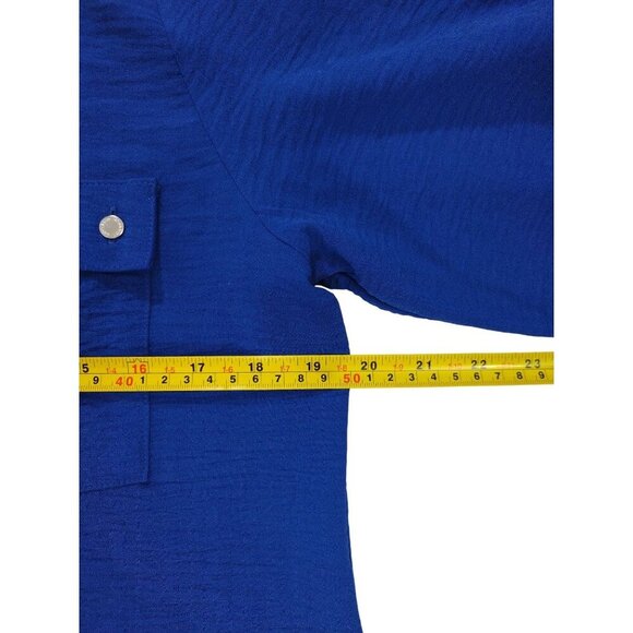 Calvin Klein Womens Royal Blue Long Sleeve Textured Button-Down Blouse M, NWT. - Picture 6 of 7
